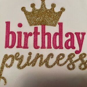 Mud Pie Bodysuit Romper - Birthday Princess Tutu Pink & Gold Bling - 9 Mths NWT